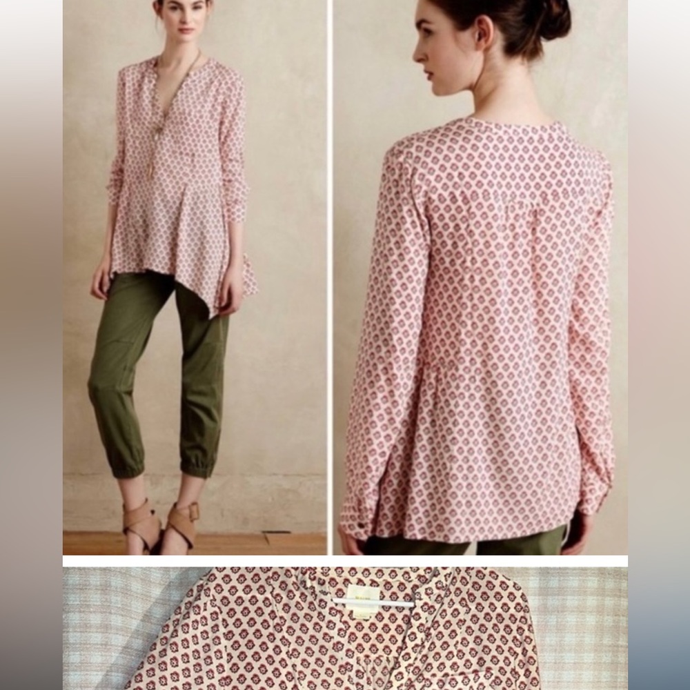 Womens Maeve‎ Tops Anthopologie Laiken Henley Blouse Tunic